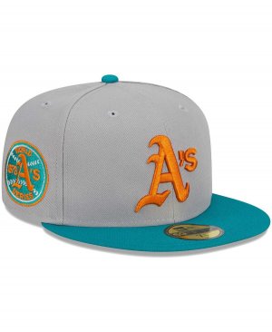 Мужская серо-бирюзовая приталенная шляпа Oakland Athletics 59FIFTY NEW ERA