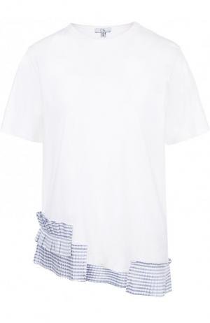 Хлопковая футболка с контрастными оборками Clu. Цвет: белый