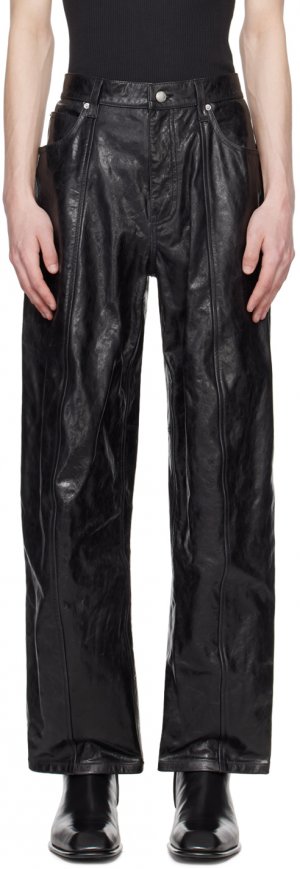 Черные кожаные брюки со вставками Alexander Wang