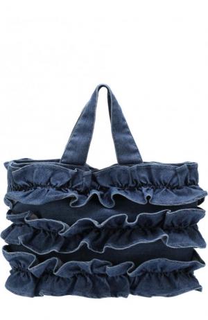 Текстильная сумка с оборками Il Gufo. Цвет: голубой