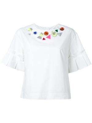 Декорированная футболка Muveil. Цвет: белый