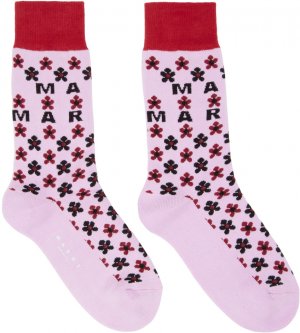 Розовые носки с микроцветами Marni