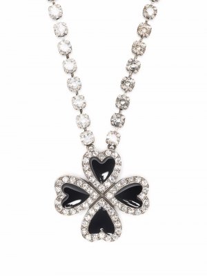 Ожерелье Crystal Heart Clover с эмалью Saint Laurent. Цвет: серебристый