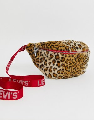 Большая сумка-кошелек на пояс с леопардовым принтом и логотипом ремешке Levis-Мульти Levi's