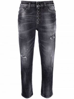 Укороченные джинсы с эффектом потертости DONDUP. Цвет: черный