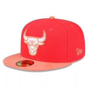 Мужская приталенная шляпа красный/персиковый Chicago Bulls в тон 59FIFTY NEW ERA