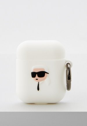 Чехол для наушников Karl Lagerfeld Airpods 1/2 силиконовый Silicone. Цвет: белый