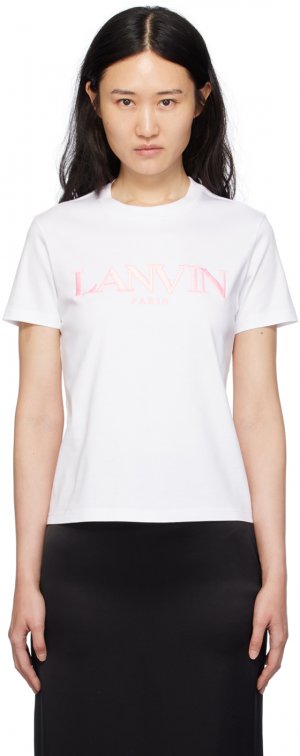 Белая футболка с вышивкой , цвет Optic white Lanvin