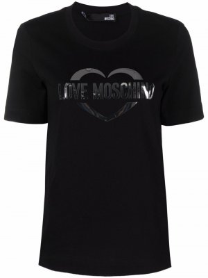 Logo-print metallic T-shirt Love Moschino. Цвет: черный