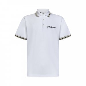 Рубашка-поло с логотипом Classic, цвет: белый/черный Palm Angels