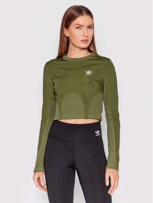 Блузка облегающего кроя , зеленый Adidas