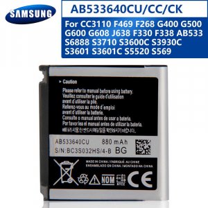Оригинальный аккумулятор AB533640CU для C3110 G400 G500 F469 G600 G608 J638 F330 F338 S3600i AB533640CC AB533640CK AB533640CE 880 мАч Samsung