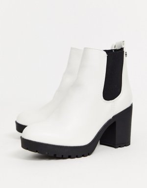 Белые ботинки челси на каблуке -Белый XTI