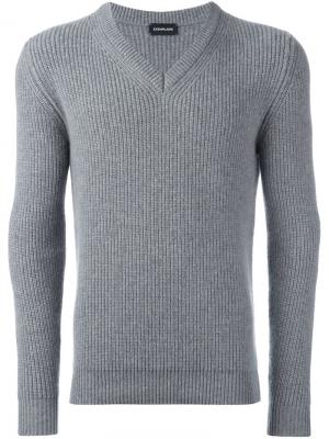Классический свитер с V-образным вырезом Exemplaire. Цвет: серый