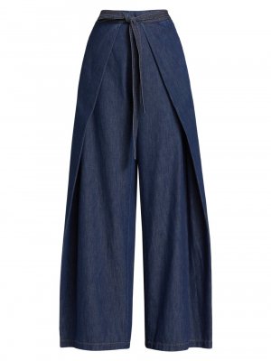 Широкие джинсовые брюки с запахом Apron , индиго Rosetta Getty