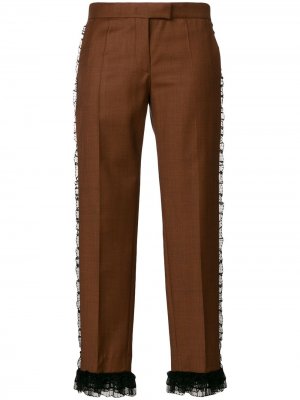 Укороченные брюки с оборочной отделкой Marco De Vincenzo. Цвет: коричневый