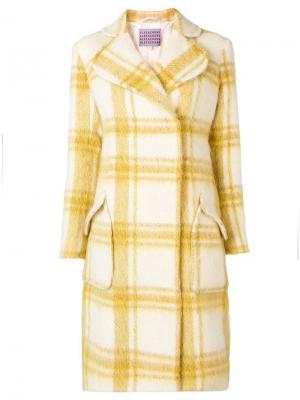 Двубортное пальто с ремнем Alexa Chung. Цвет: желтый