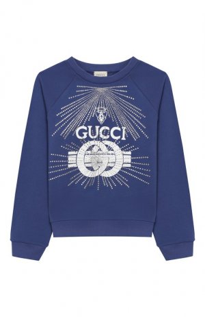 Хлопковый свитшот Gucci. Цвет: синий