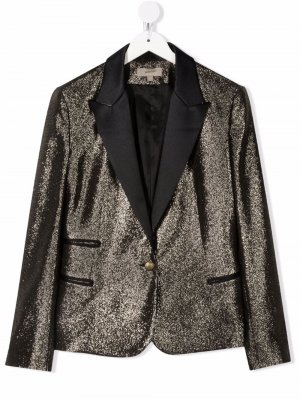 Однобортный пиджак с блестками ELIE SAAB JUNIOR. Цвет: золотистый