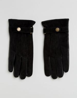 Кожаные перчатки Selected Homme. Цвет: черный