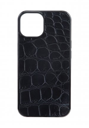 Чехол для iPhone 12 Pro МАХ из кожи крокодила BARDINI. Цвет: черный