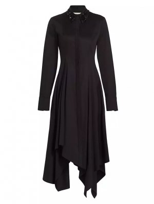 Платье-рубашка из поплина с воротником бисера, черный Jason Wu Collection