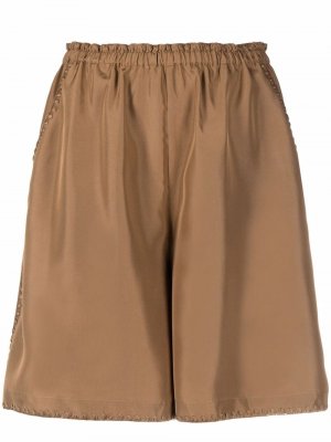 Whipstitch silk high-waisted shorts Totême. Цвет: коричневый
