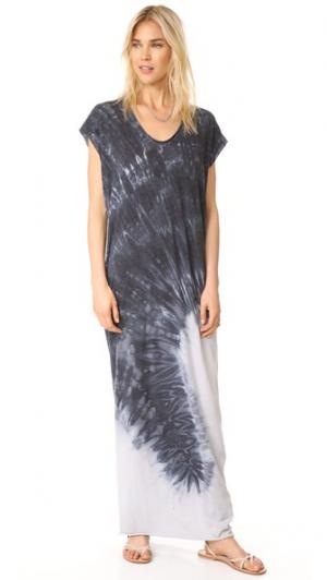 Макси-платье с короткими рукавами Raquel Allegra. Цвет: угольная техника узелкового батика
