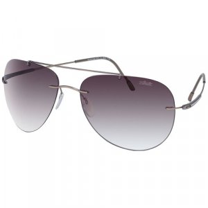 Солнцезащитные очки , авиаторы, с защитой от УФ, градиентные, для мужчин, серый Silhouette. Цвет: золотистый