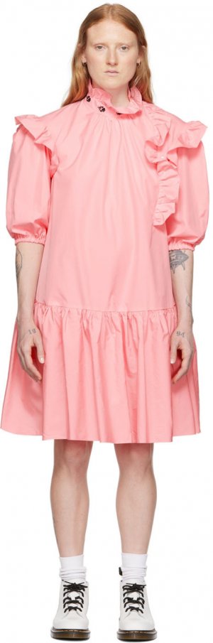 Розовое хлопковое мини-платье Maison Kitsuné