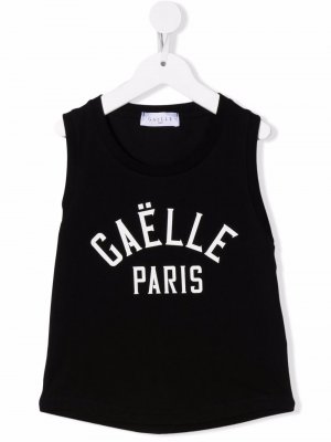 Logo-print sleeveless tank top Gaelle Paris Kids. Цвет: черный
