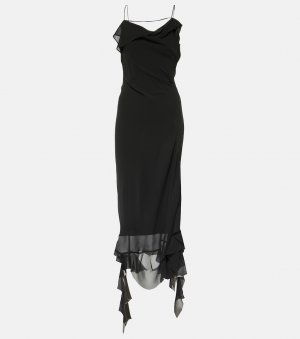 Асимметричное платье миди с оборками , черный Acne Studios