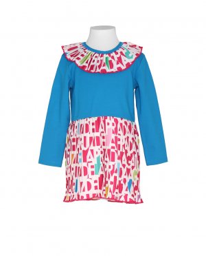 Платье для девочки в сочетании с плиссированным логотипом AGATHA RUIZ DE LA PRADA, синий Prada