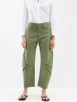 Укороченные брюки свободного кроя из твила shon , зеленый Nili Lotan