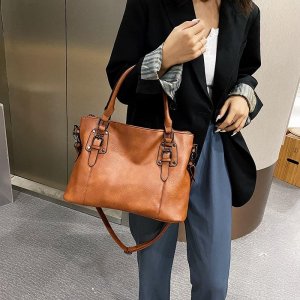 Женская сумка, простая сумка через плечо в стиле ретро, ​​текстурированная большой емкости, элегантная VIA ROMA