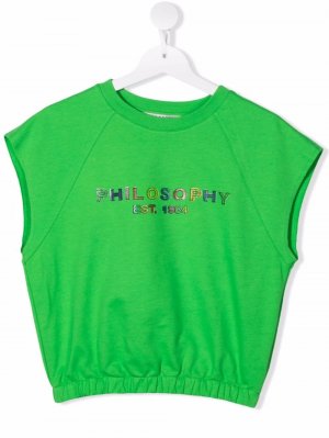 TEEN logo-print sleeveless sweatshirt Philosophy Di Lorenzo Serafini Kids. Цвет: зеленый