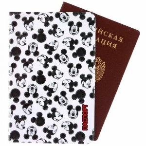 Обложка для паспорта Паспортная обложка, белый, черный Disney. Цвет: белый/черный