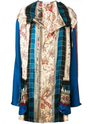Пальто с миксом принтов Pierre-Louis Mascia. Цвет: синий