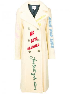 Пальто с вышивкой Mira Mikati. Цвет: бежевый