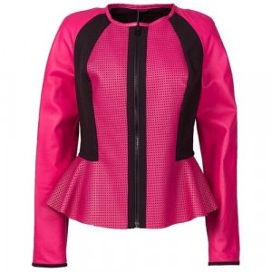 Кожаная куртка , средней длины, размер 44, розовый Sussex. Цвет: желтый