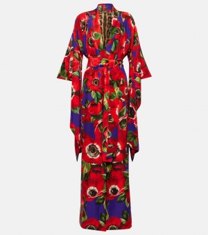 Шелковый халат с цветочным принтом , мультиколор Dolce&Gabbana