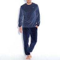 Пижама из велюра R REFERENCE. Цвет: в полоску серый/серый,темно-синий в полоску