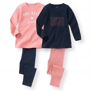 Комплект из 2 пижам, 2-12 лет La Redoute Collections. Цвет: темно-синий  + розовый