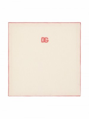 Шерстяное одеяло с нашивкой-логотипом Dolce & Gabbana Kids. Цвет: белый