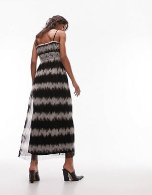 Платье-комбинация из плиссированной сетки и джерси Topshop