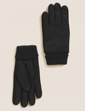 Кожаные перчатки из нубука , черный Marks & Spencer