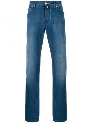 Слегка расклешенные джинсы с потертостями Jacob Cohen. Цвет: синий