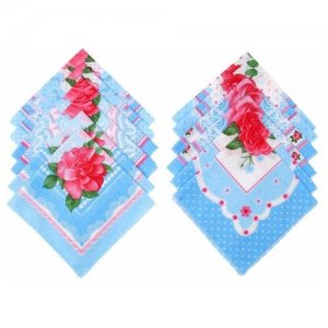 Набор носовых платков размер 30х30 см - 12 шт., цвет голубой, рисунок микс Этель