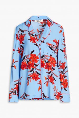 Рубашка из крепдешина Halsey с цветочным принтом DIANE VON FURSTENBERG, синий Furstenberg