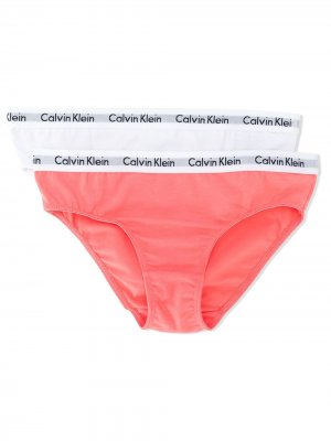 Трусы-брифы с логотипом на поясе Calvin Klein Kids. Цвет: розовый